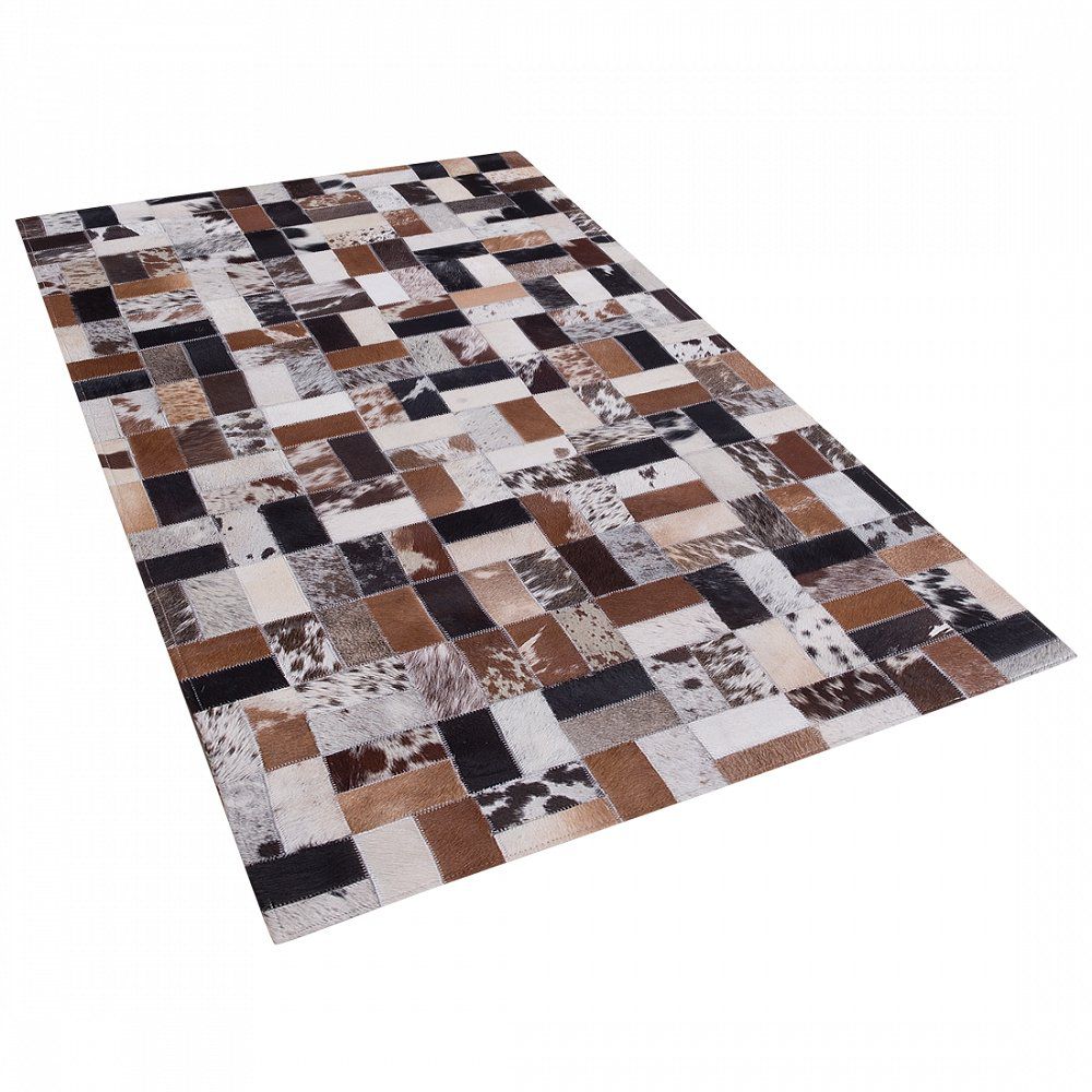 Hnědo-béžový kožený koberec 80x150 cm CESME - Beliani.cz