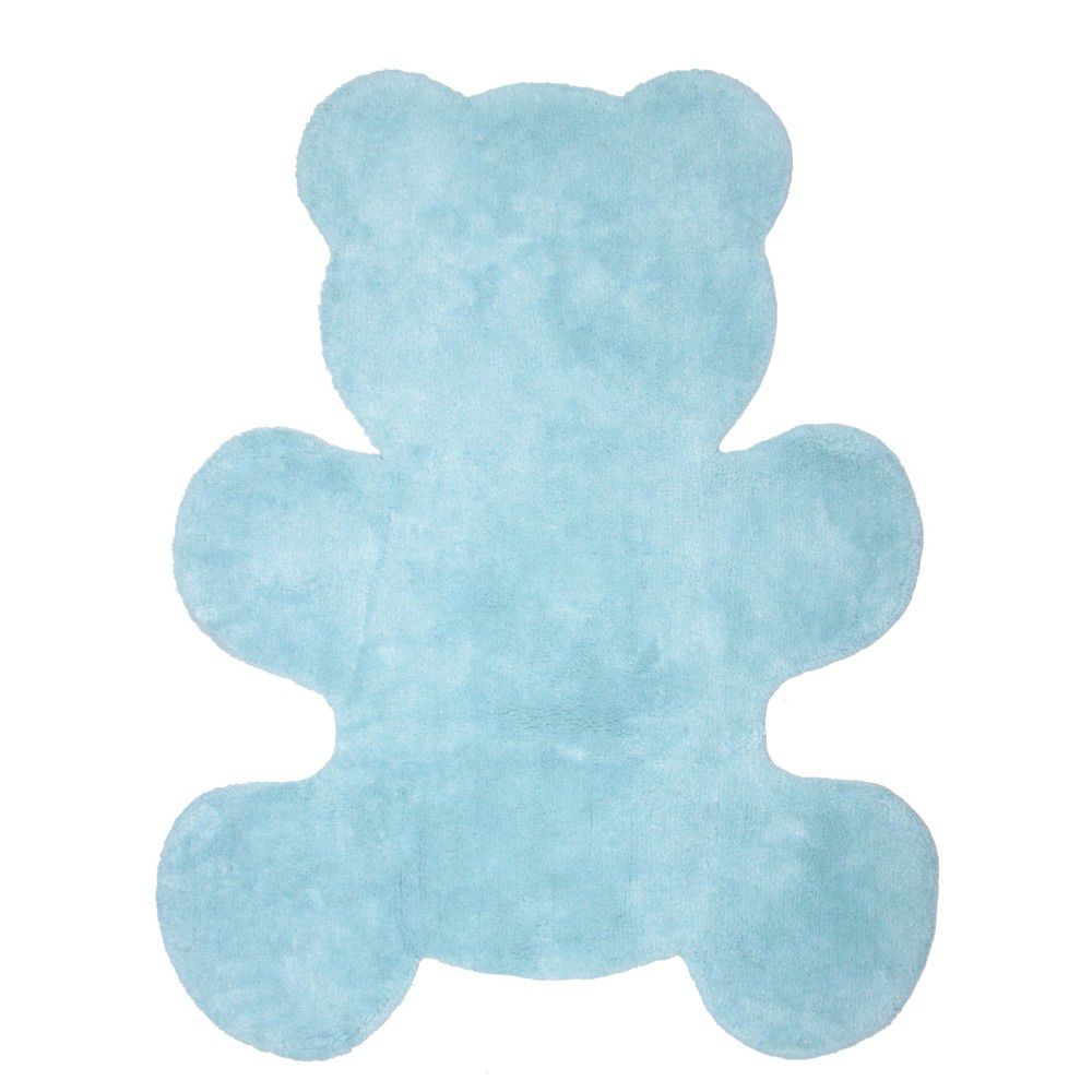 Dětský modrý ručně vyrobený koberec Nattiot Little Teddy, 80 x 100 cm - Bonami.cz