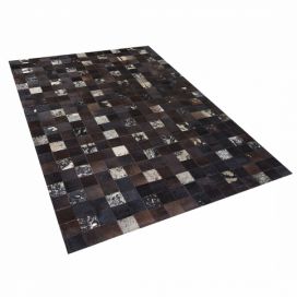 Hnědozlatý patchwork kožený koberec 160x230 cm BANDIRMA Beliani.cz