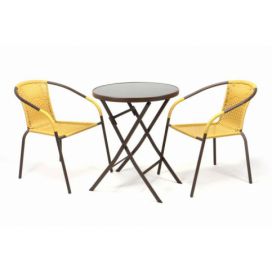 Garthen BISTRO Zahradní set 2 židle + stůl - béžový polyratan