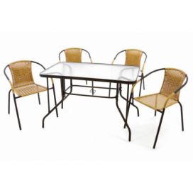 Garthen Zahradní set polyratanové 4 židle a skleněný stůl