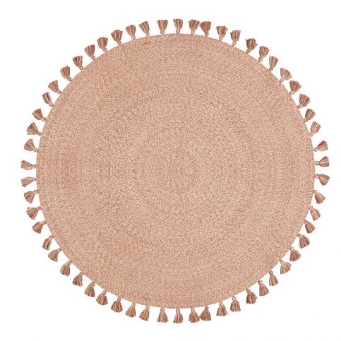 Růžový ručně tkaný bavlněný koberec Nattiot, Ø 120 cm - Bonami.cz