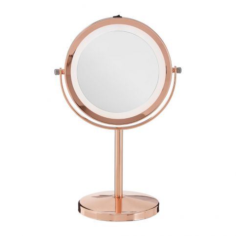 Kosmetické zrcadlo s LED světly v barvě růžového zlata Premier Housewares Clara, 17 x 33 cm - Bonami.cz