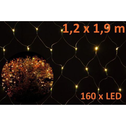 Nexos Vánoční osvětlení - LED světelná síť 1,2 x 1,9 m - teplá bílá, 160 diod - Kokiskashop.cz