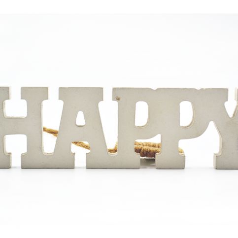 dřevěný nápis Happy - JCandles