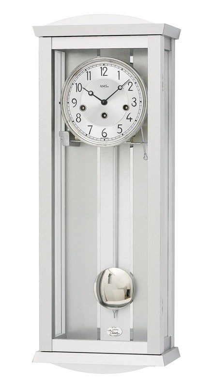 Luxusní kyvadlové mechanické nástěnné hodiny 2749 silver AMS 66cm - NP-DESIGN, s.r.o.