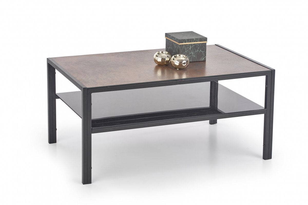 Konferenční stolek OMEGA imitace kámen / černá Halmar - DEKORHOME.CZ