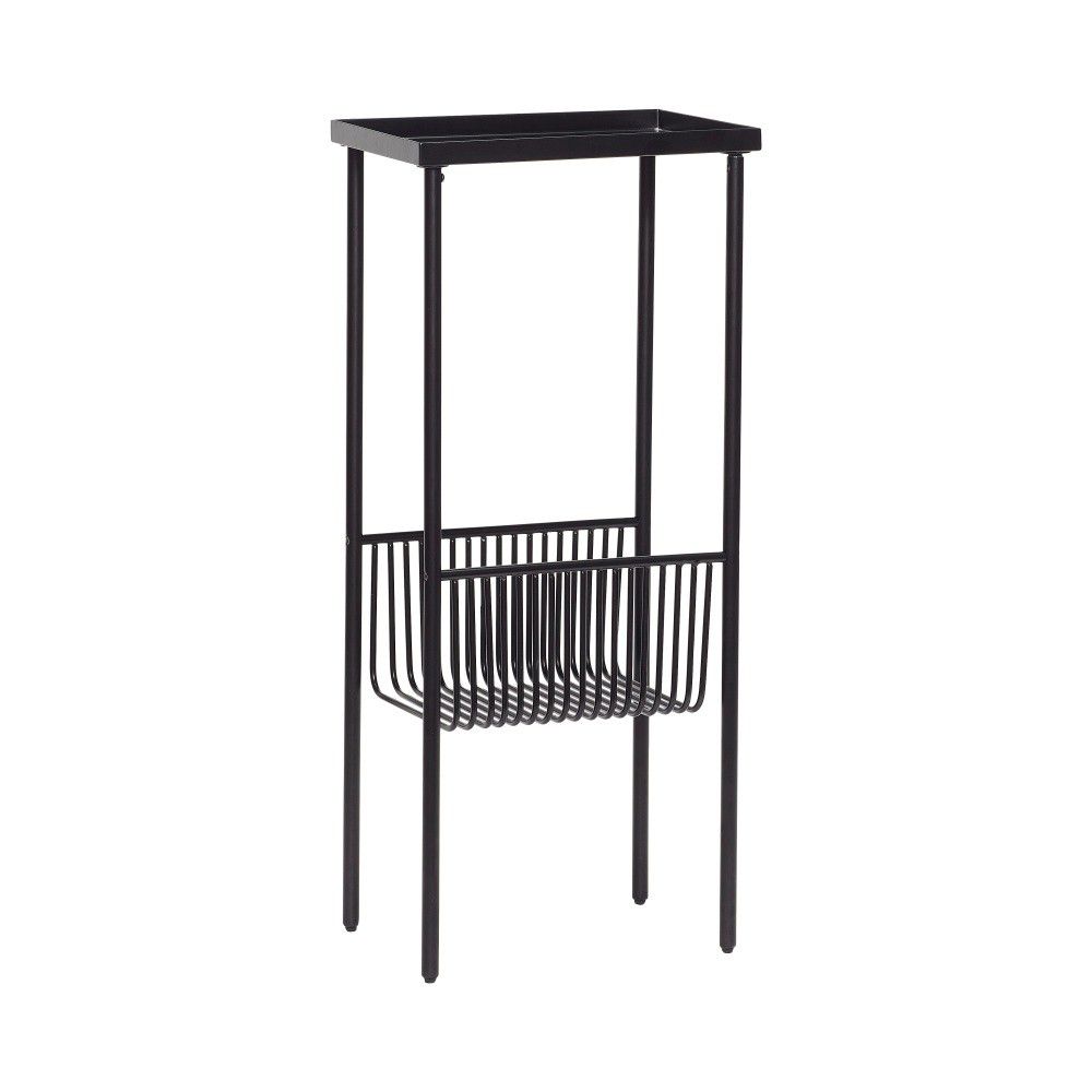 Černý konzolový stolek s přihrádkou na časopisy Hübsch Birthe, délka 43 cm - Bonami.cz