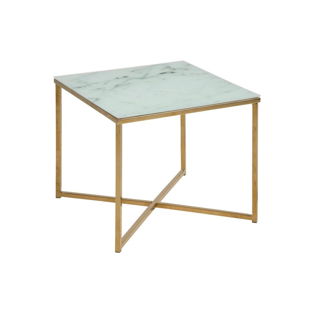 Bílý skleněný konferenční stolek Venice 50x50 cm - Bonami.cz