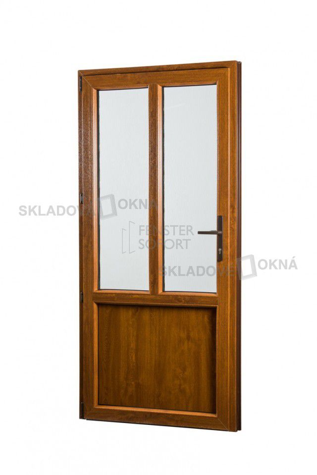Skladova-okna Vedlejší vchodové dveře PREMIUM levé 880 x 2080 mm barva bílá/zlatý dub - Skladová Okna