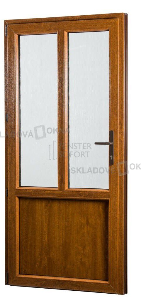 Skladova-okna Vedlejší vchodové dveře PREMIUM levé 980 x 2080 mm barva bílá/zlatý dub - Skladová Okna