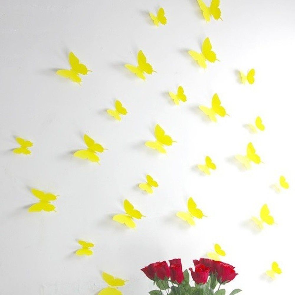 Sada 12 žlutých samolepek s 3D efektem Ambiance Butterflies - Bonami.cz