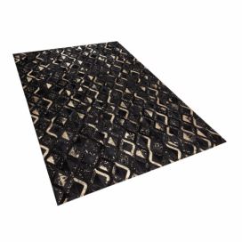 Černo-zlatý kožený koberec 160x230 cm DEVELI