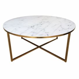 Scandi Bílo-zlatý skleněný konferenční stolek Venice 80 cm