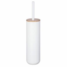 Toaletní kartáč POSA, bílý s bambusovým víkem, 37 x 9 cm, WENKO