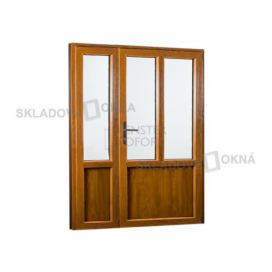 Skladova-okna Vedlejší vchodové dveře dvoukřídlé pravé PREMIUM 1480 x 2080 mm barva bílá/zlatý dub Skladová Okna