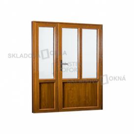 Skladova-okna Vedlejší vchodové dveře dvoukřídlé pravé PREMIUM 1580 x 2080 mm barva bílá/zlatý dub Skladová Okna