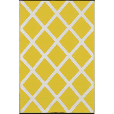 Žluto-krémový oboustranný koberec vhodný i do exteriéru Green Decore Diamond, 90 x 150 cm - Bonami.cz