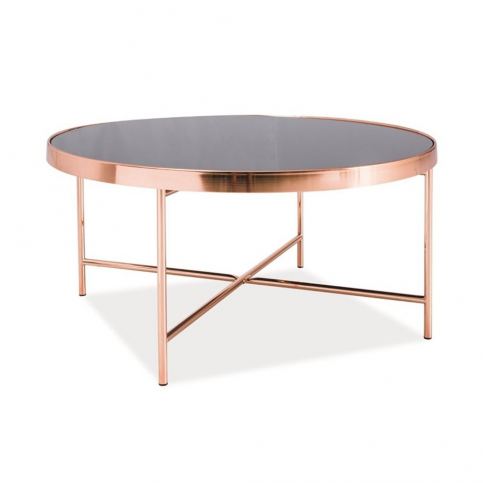 Konferenční stolek se skleněnou deskou a kovovou konstrukcí v barvě mědi Signal Gina, - Bonami.cz
