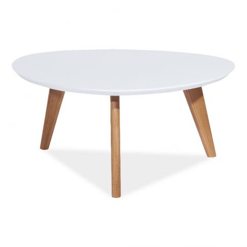 Bílý odkládací stolek s nohama z dubového dřeva Signal Milan, 80 x 80 cm - Bonami.cz