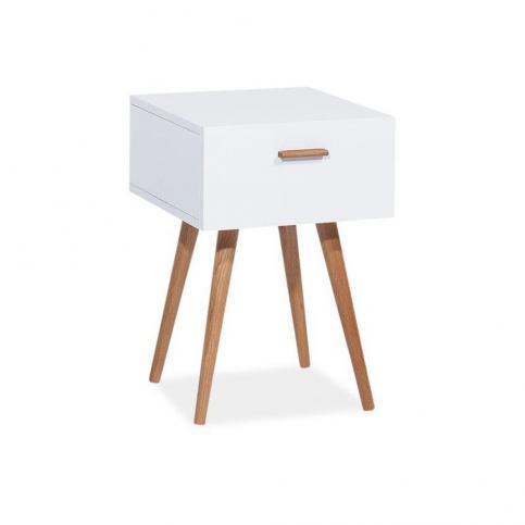 Bílý odkládací stolek s úložným prostorem Signal Milan, 42 x 40 cm - Bonami.cz