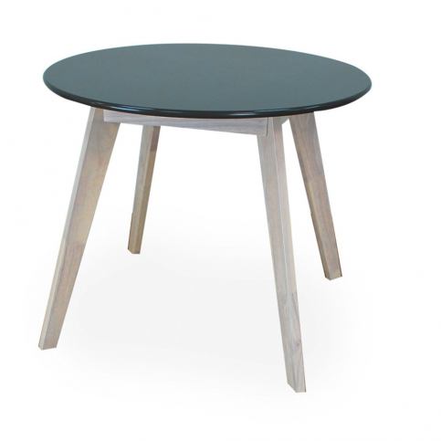 Kulatý stůl s šedou deskou a nohama z kaučukového dřeva Signal Helsinki, ⌀ 100 cm - Bonami.cz