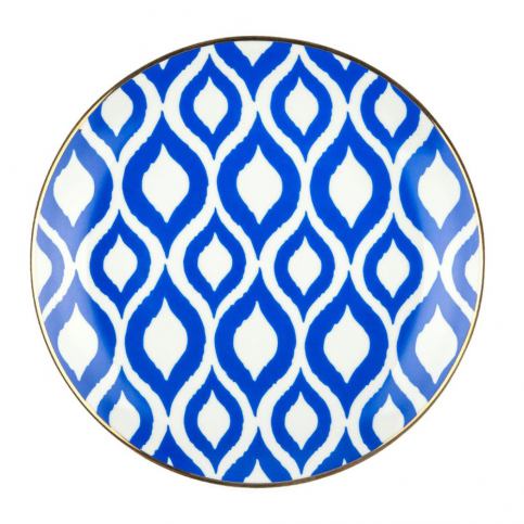 Modrobílý porcelánový talíř Vivas Ikat, Ø 23 cm - Bonami.cz