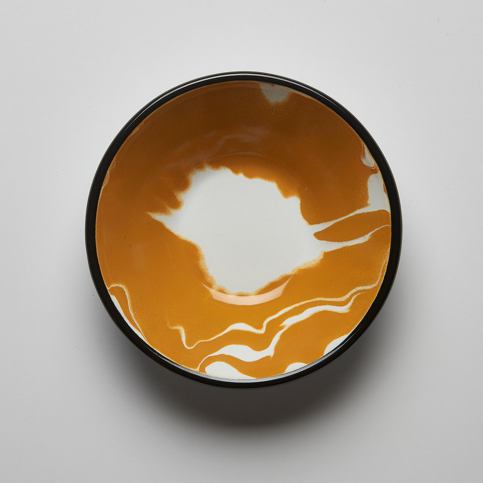Oranžovobílá smaltovaná miska Kapka Little Color, Ø 16,5 cm - Bonami.cz
