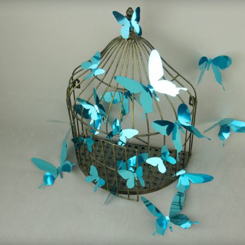 Sada 12 modrých adhezivních 3D samolepek Ambiance Butterflies - Bonami.cz