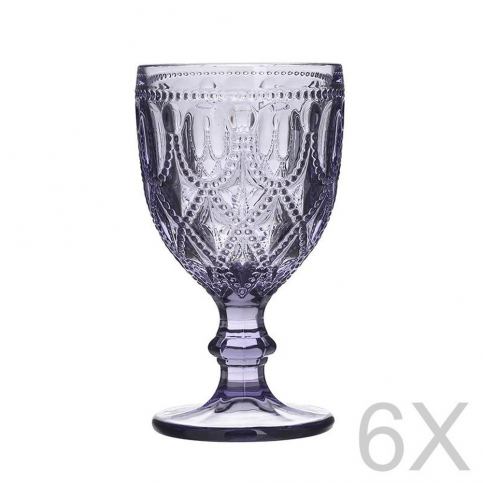 Sada 6 skleněných transparentních fialových sklenic InArt Glamour Beverage Foot, výška 16 cm - Bonami.cz