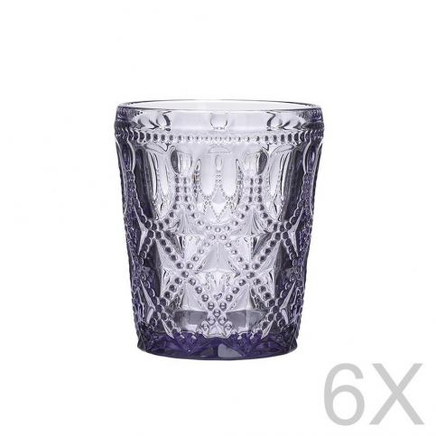 Sada 6 skleněných transparentních fialových sklenic InArt Glamour Beverage, výška 10,5 cm - Bonami.cz