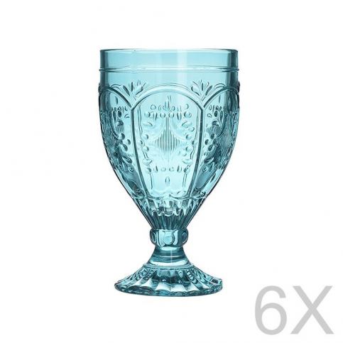 Sada 6 skleněných transparentních modrých sklenic InArt Glamour Beverage Foot - Bonami.cz