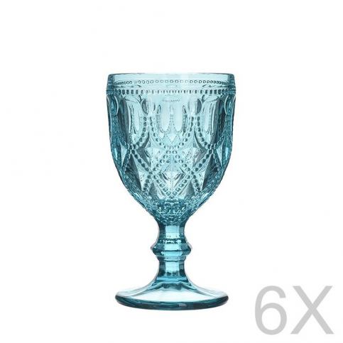Sada 6 skleněných transparentních modrých sklenic InArt Glamour Beverage Foot, výška 16 cm - Bonami.cz