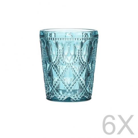 Sada 6 skleněných transparentních modrých sklenic InArt Glamour Beverage, výška 10,5 cm - Bonami.cz
