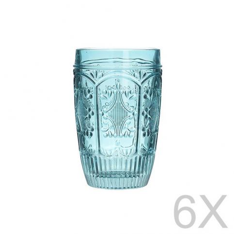 Sada 6 skleněných transparentních modrých sklenic InArt Glamour Beverage, výška 13 cm - Bonami.cz