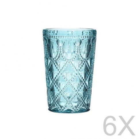 Sada 6 skleněných transparentních modrých sklenic InArt Glamour Beverage, výška 13,5 cm - Bonami.cz
