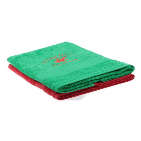 Sada zeleného a červeného ručníku Beverly Hills Polo Club Tommy Orj, 50 x 100 cm - Bonami.cz