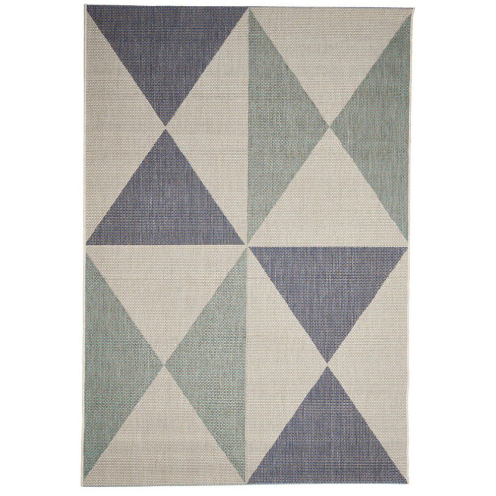 Béžovo-modrý venkovní koberec Floorita Geo, 135 x 190 cm - Bonami.cz