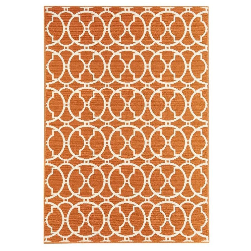 Oranžový venkovní koberec Floorita Interlaced, 133 x 190 cm - Bonami.cz