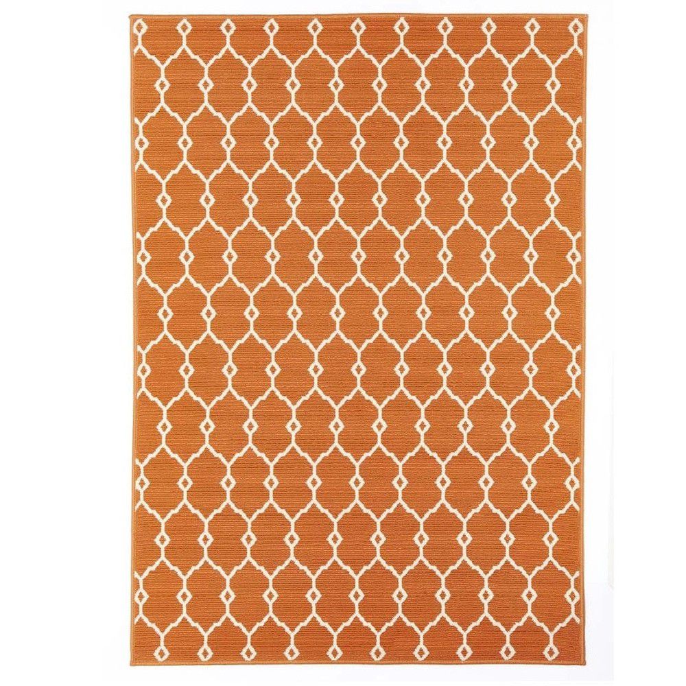 Oranžový venkovní koberec Floorita Trellis, 133 x 190 cm - Bonami.cz