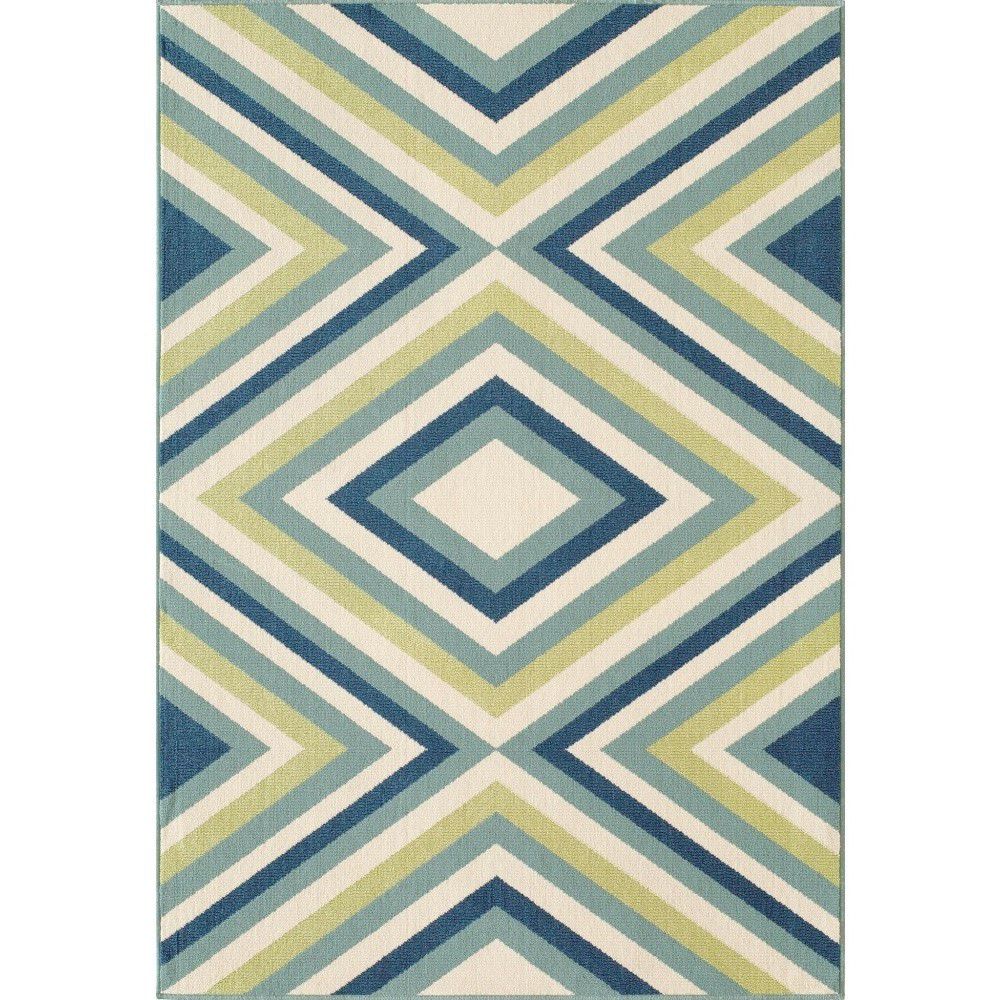 Zeleno-modrý vysoce odolný koberec vhodný do exteriéru Webtappeti Rombi, 133 x 190 cm - Bonami.cz