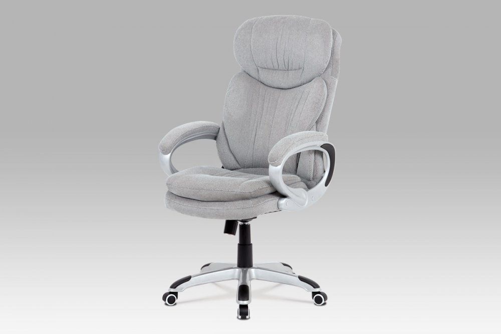Kancelářská židle, šedá látka, kříž plast stříbrný, houpací mechanismus Mdum - DAKA nábytek
