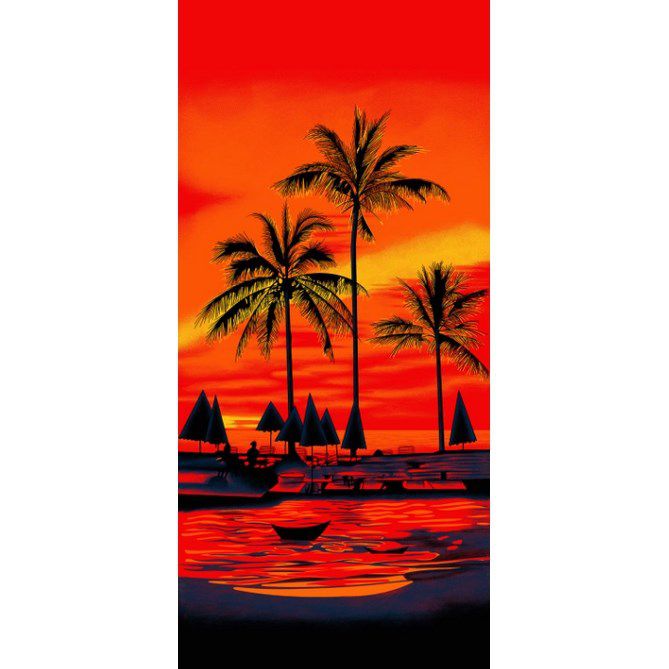 JAHU Plážová osuška Palmy červená, 70 x 150 cm - 4home.cz