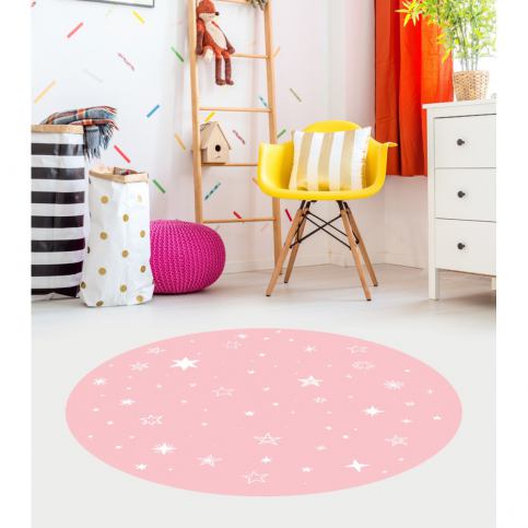 Růžový dětský koberec Floorart Stars, ⌀ 150 cm - Bonami.cz