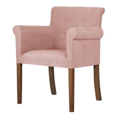 Růžová židle s tmavě hnědými nohami z bukového dřeva Ted Lapidus Maison Flacon - Bonami.cz