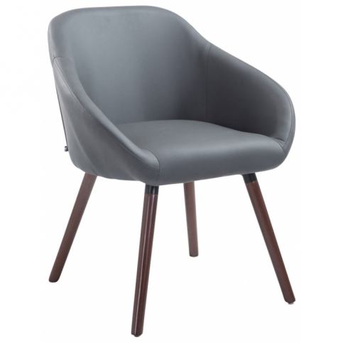 Židle Lensi, podnož ořech, ekokůže, šedá | -40 % S152019908 DMQ+ - Designovynabytek.cz