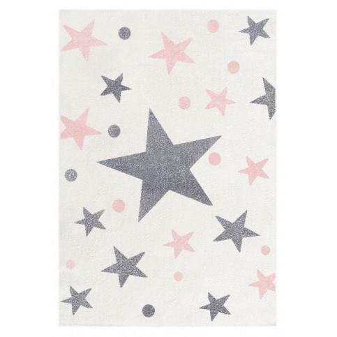 Forclaire Dětský koberec STARS krémová/růžová 80x150 cm - ATAN Nábytek