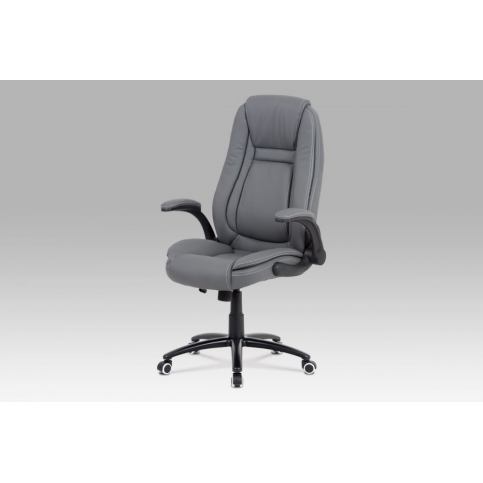 Kancelářská židle, šedá ekokůže, kříž kov černý, houpací mechanismus KA-G301 GREY Autronic - DEKORHOME.CZ