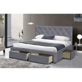 HALMAR Čalouněná postel Betina 160x200 dvoulůžko - šedé