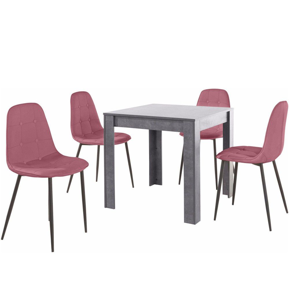 Set šedého jídelního stolu a 4 růžových jídelních židlí Støraa Lori Lamar Duro - Bonami.cz